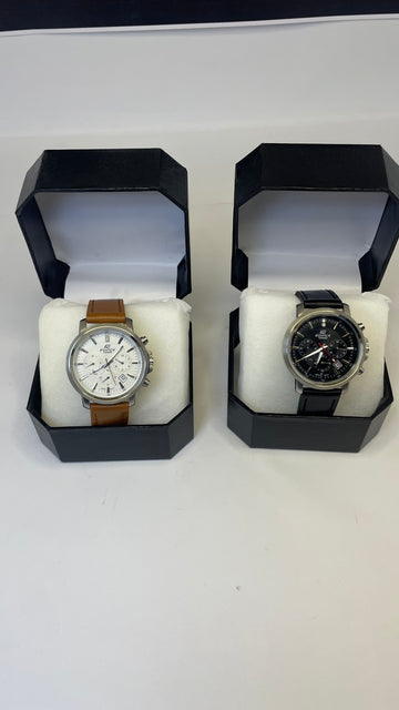 Casio Edifice Men's Leather Band Chronograph [EFR-517L-1AVDR]
